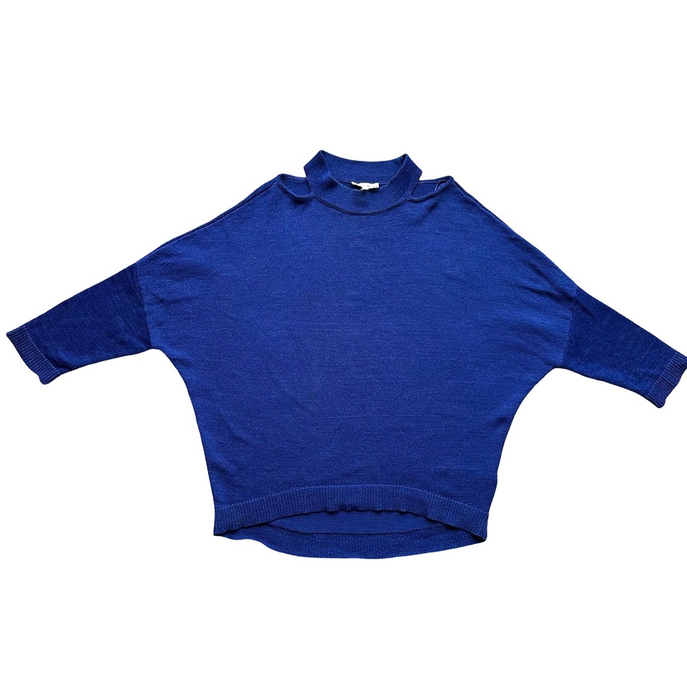 Phase Eight Pullover Sweater Size Medium Blue Mock Neck Oversized Casual